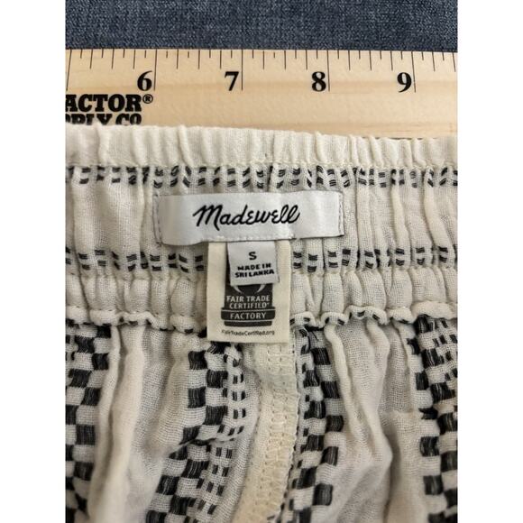 Madewell Black Cream Striped Drawstring Linen Blend Pants Women's S Trousers - Picture 2 of 6